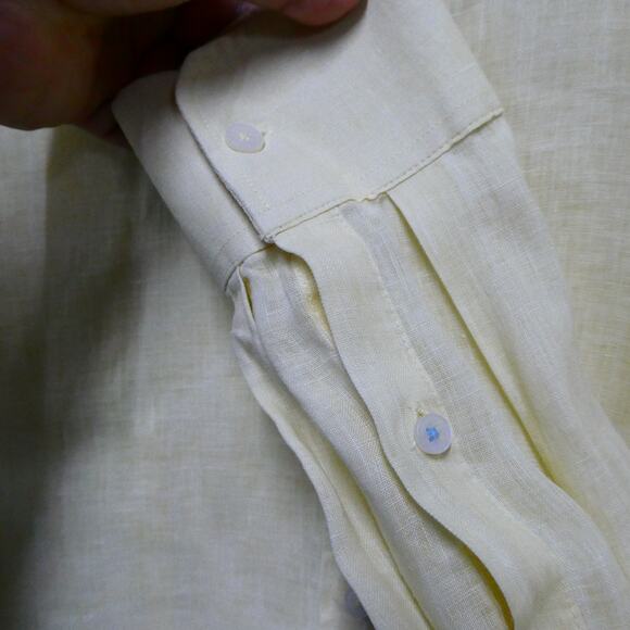 H.E. by Mango Men's Large Shirt Top Slim Fit Button Front Long Sleeve‎ Yellow - Picture 3 of 8